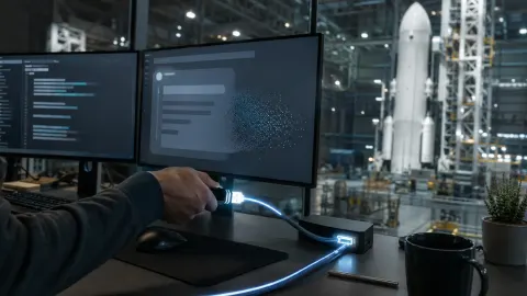 Coding workstation losing an AI connection after a rocket-company takeover.